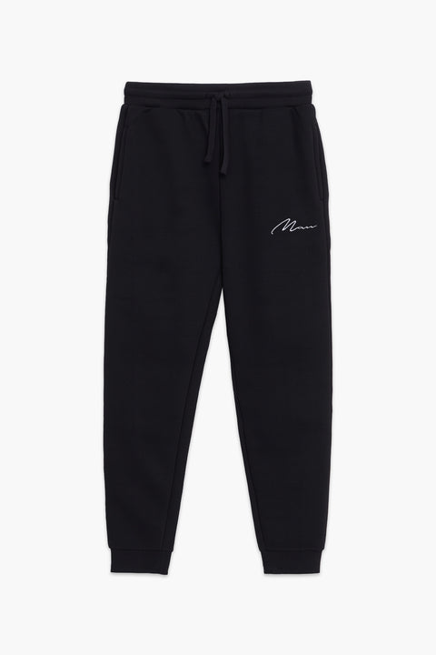 Men Branded Fleece Trouser - Black