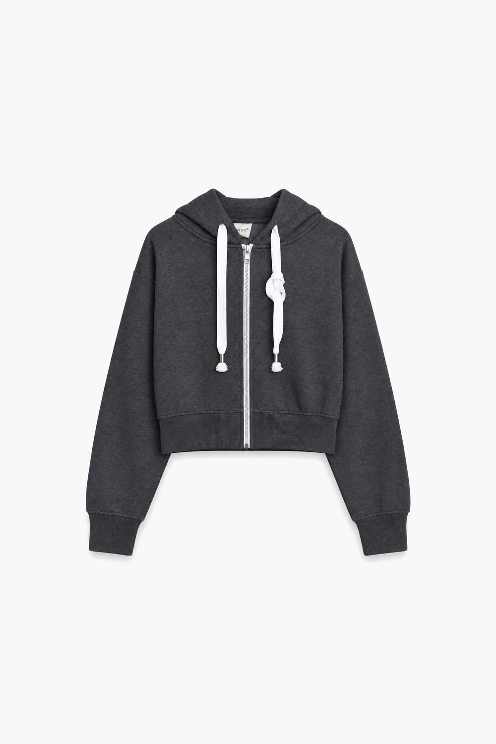 Women Branded Fleece Croppped Zipper Hoodie - D/Grey