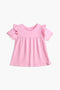 Girls Branded Graphic Frock - Pink