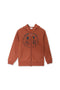 Boys Branded Graphic Zipper Hoodie - Rust