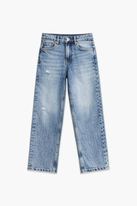 Girls Branded Straight Fit Denim Pant - M/Blue