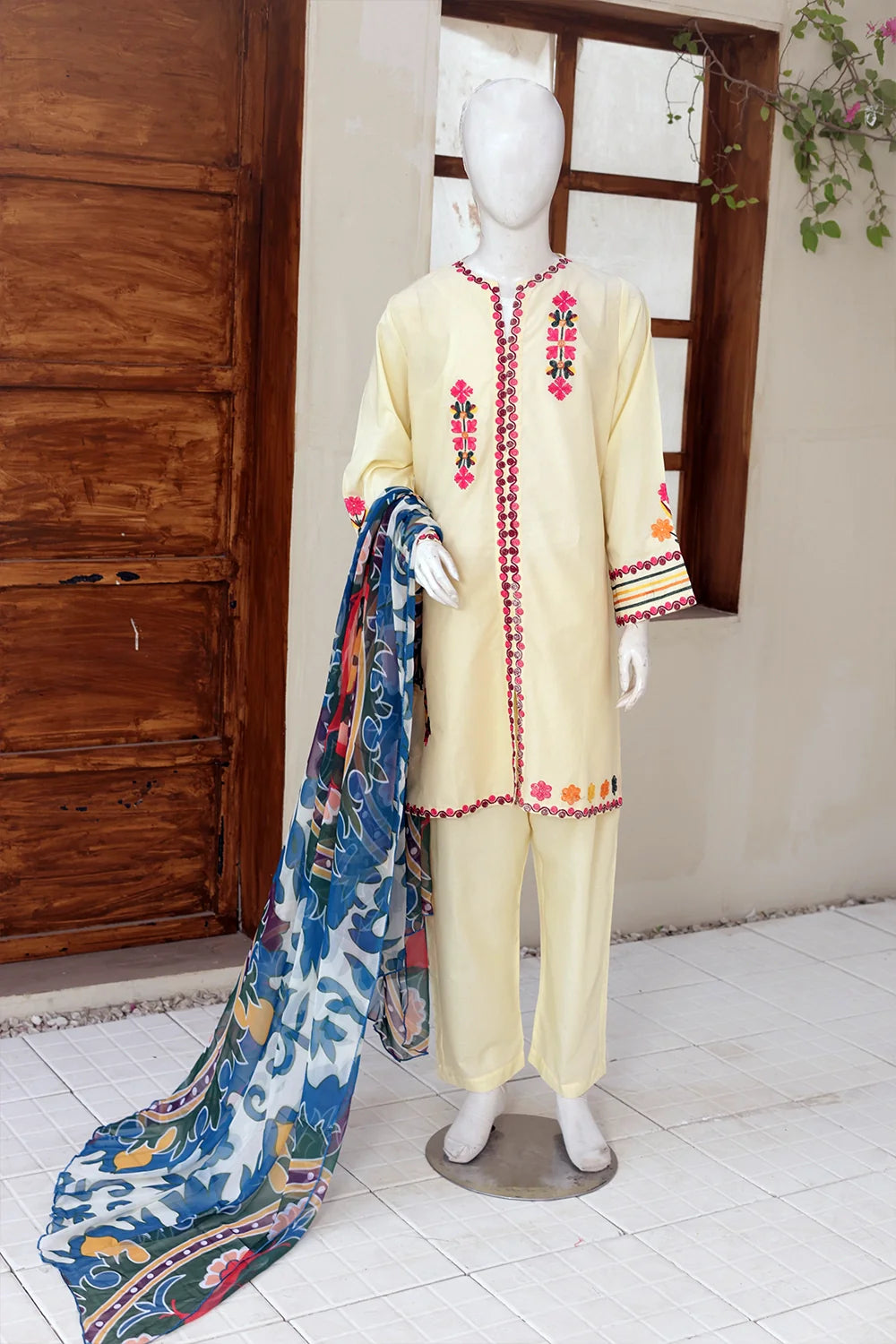 3 PIECE CAMBRIC EMB SUITS