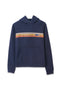 Men Branded Stripes Fleece Hoodie - Navy