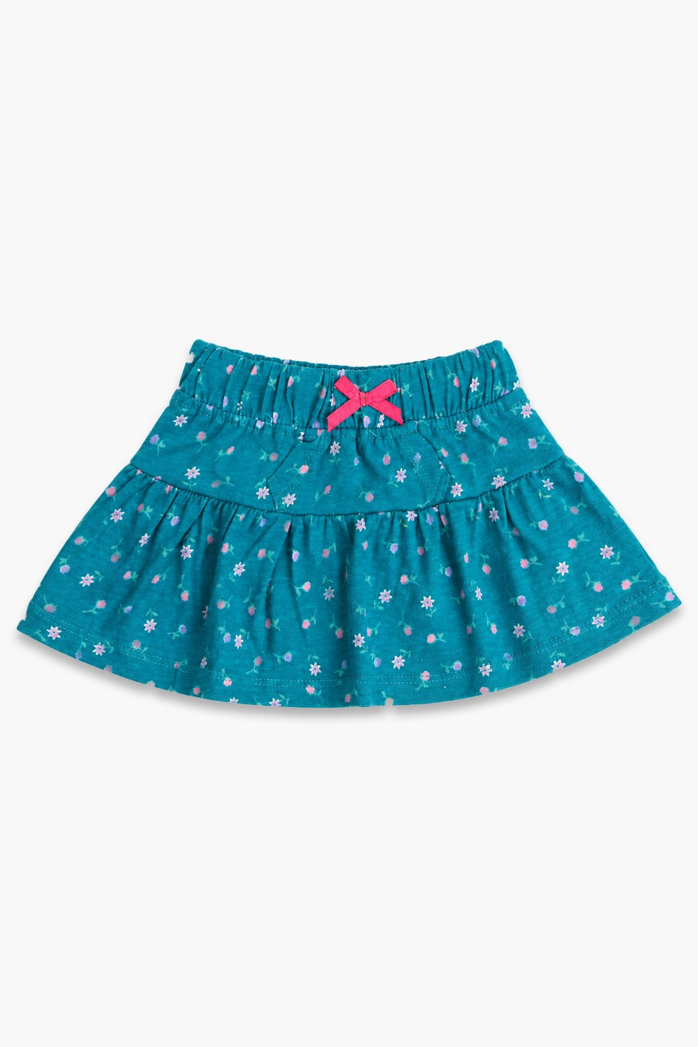 Girls Graphic Cotton Mini Skirt - Green