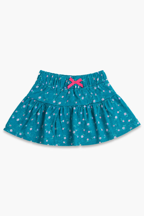 Girls Graphic Cotton Mini Skirt - Green