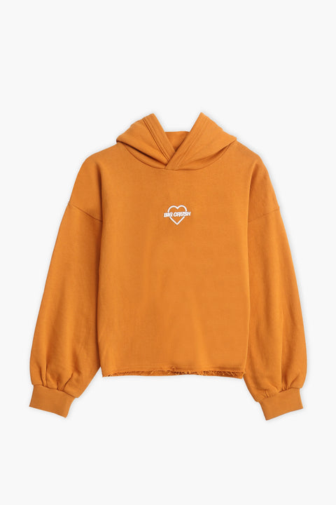 Girls Branded Pullover Hoodie - Mustard