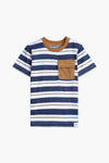 Boys Branded Lining T-Shirt - Blue and White