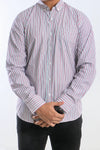 Men Casual Lining Shirt MCS24-07 - Red & Mint