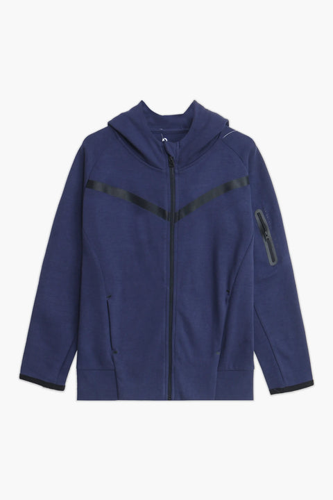 Boys Branded Zipper Hoodie - Navy