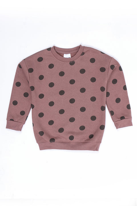 Boys Branded Polka Dots Terry Sweatshirt - Brown