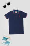 Boys Jacquard Collar Polo BP02 - Navy