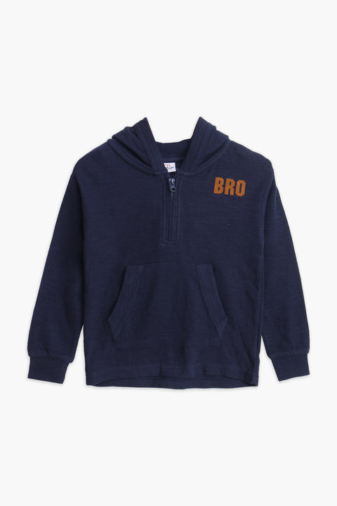 Boys Branded Zipper Hoodie - Navy
