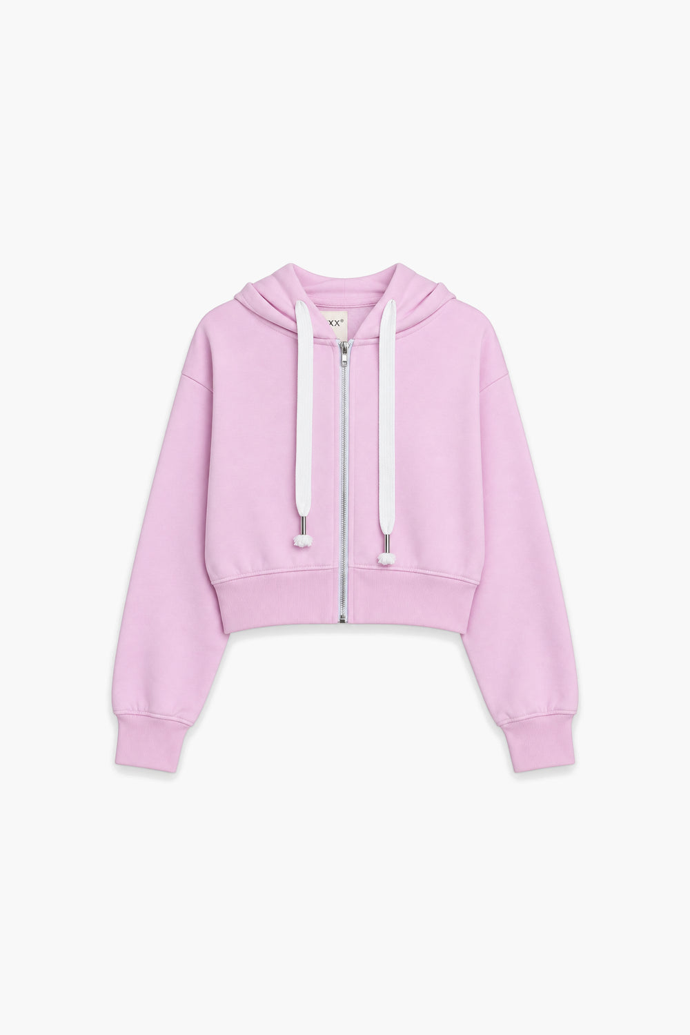 Women Branded Fleece Cropped Zipper Hoodie - Pink