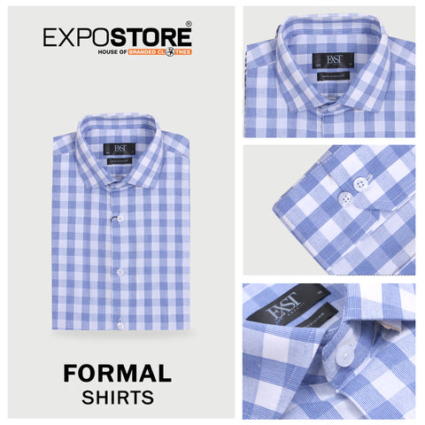 Men Formal Shirt High Quality MFS23-32 Blue&White Check