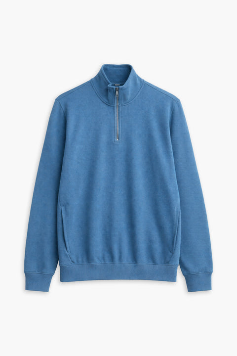 Men Branded Mock Neck - Denim Blue