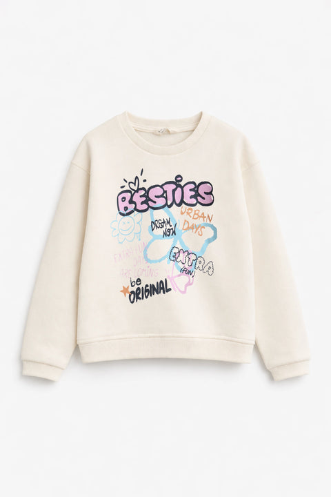 Girls Branded Graphic Sweatshirt - White