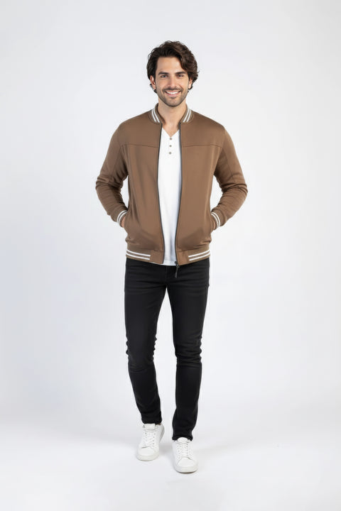 Men Quilt Zipper Jacket MJQT01 - Olive