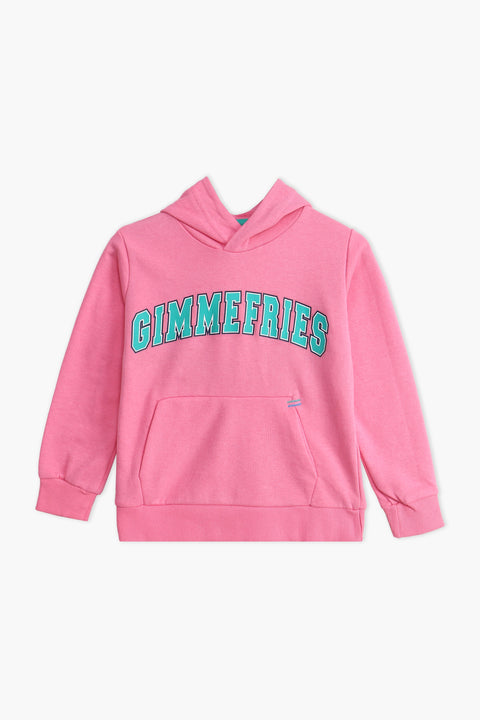 Girls Branded Pullover Hoodie - Pink