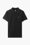 Men Branded Tipping Polo - Black