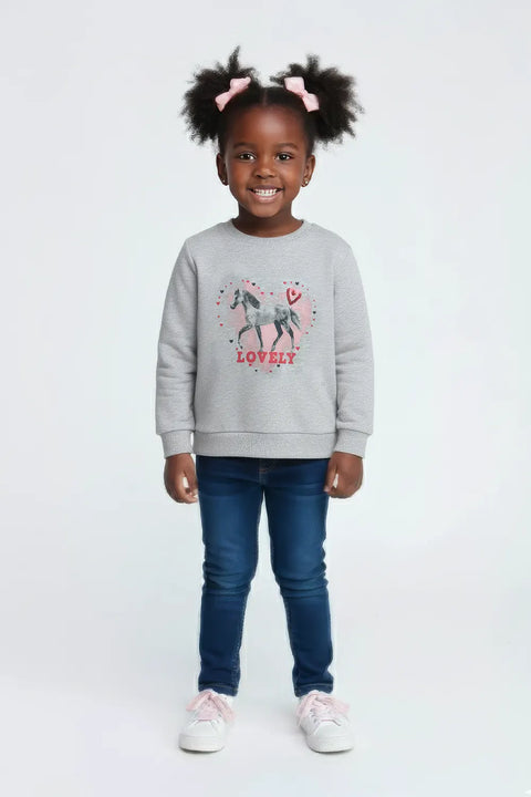 Girls Branded Graphic Sweatshirt - Heather Grey