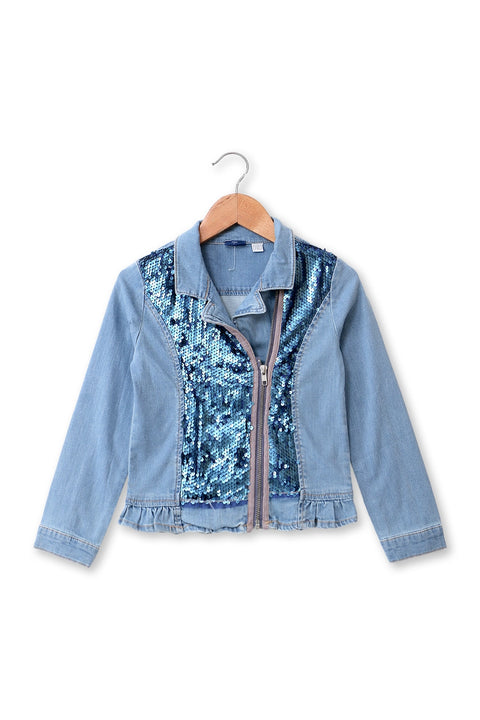 Girl Branded Denim Jacket - L/Blue