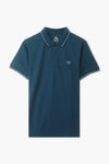 Men Branded Tipping Polo - Aqua Blue