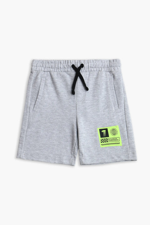 Boy Branded Graphic Short - Heather Grey