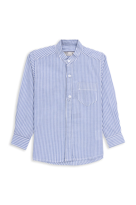 Boys Band Collar Casual Lining Shirt BCS24#07 - Blue