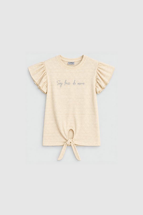Girls Graphic T-Shirt - Beige