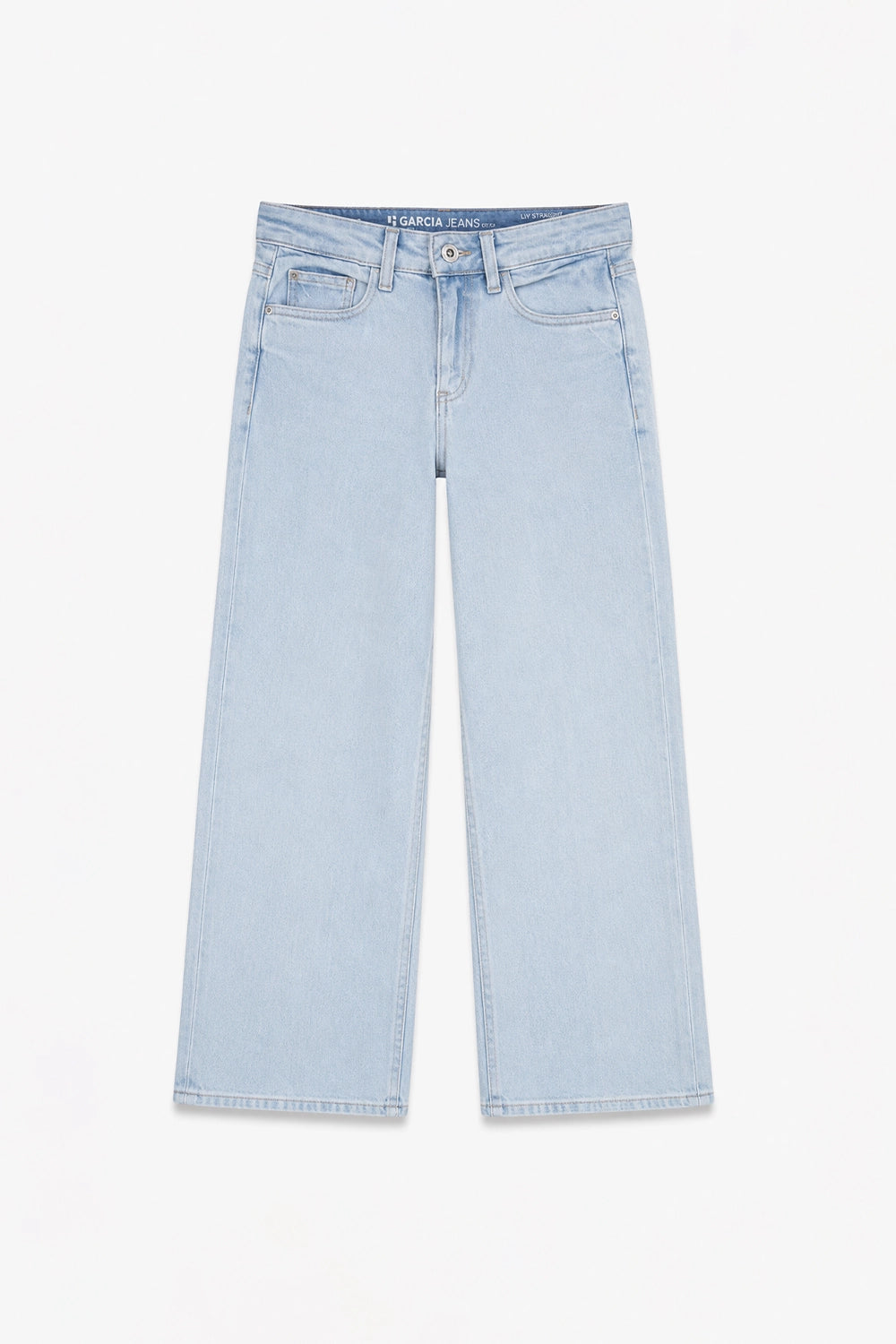 Girls Branded Wide Leg Denim pant - L/Blue