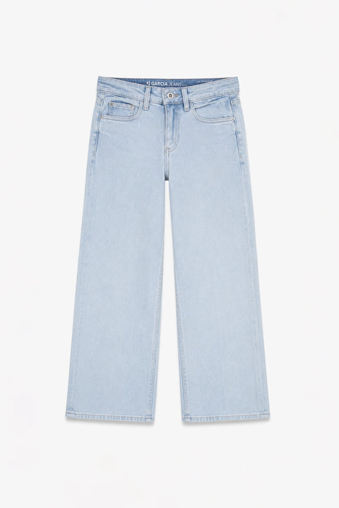 Girls Branded Wide Leg Denim pant - L/Blue