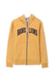 Men Branded Fleece Zipper Hoodie - Mustard