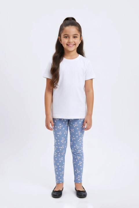 Girls Branded Graphic Legging - Blue