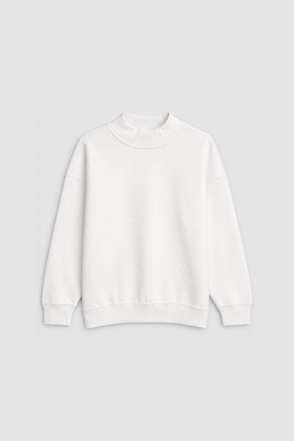Men Branded Fleece High Neck - White
