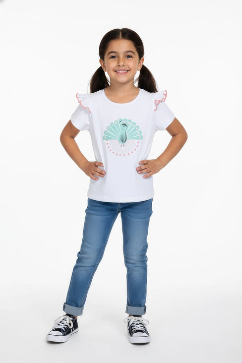 Girls Branded Graphic T-Shirt - White