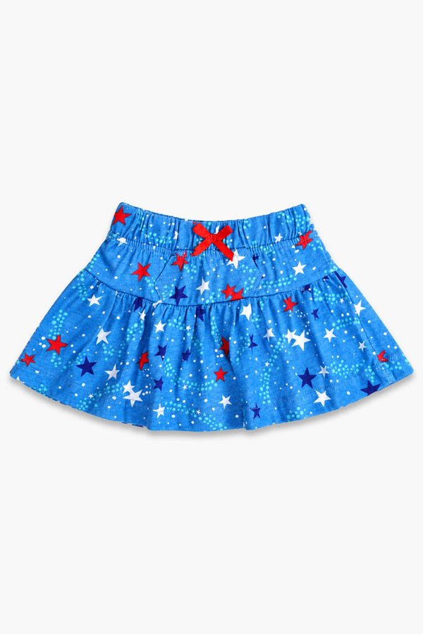 Girls Graphic Cotton Mini Skirt - Blue