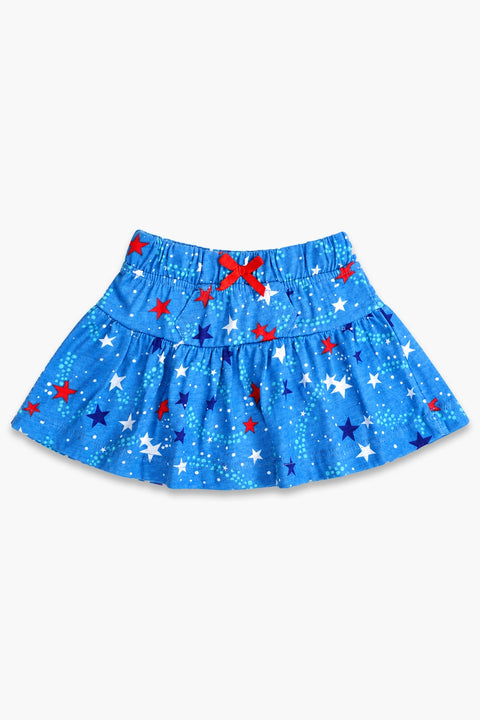 Girls Graphic Cotton Mini Skirt - Blue
