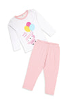 Kids Graphic 2-Piece Suit  - White & Pink