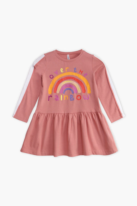 Girl Branded Graphic Frock - Pink