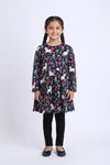 Girl Branded Graphic Frock - Navy