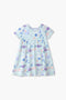 Girls Branded Graphic Frock - L/Blue