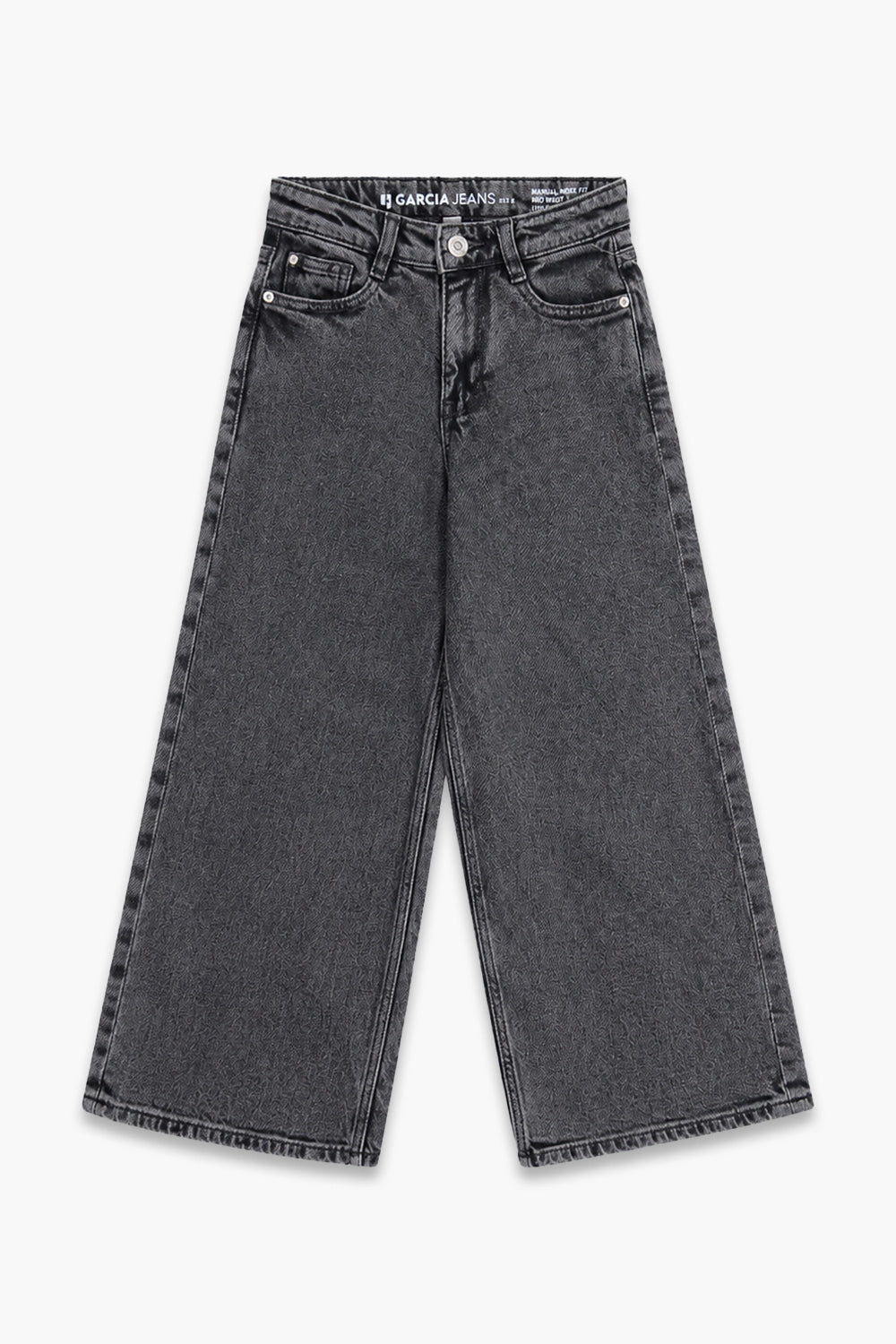 Girls Branded Wide Leg Denim pant - M/Grey