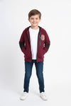 Boys Branded Zipper Hoodie - Maroon