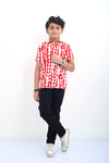 Boys Casual Printed Viscose Shirt - Red