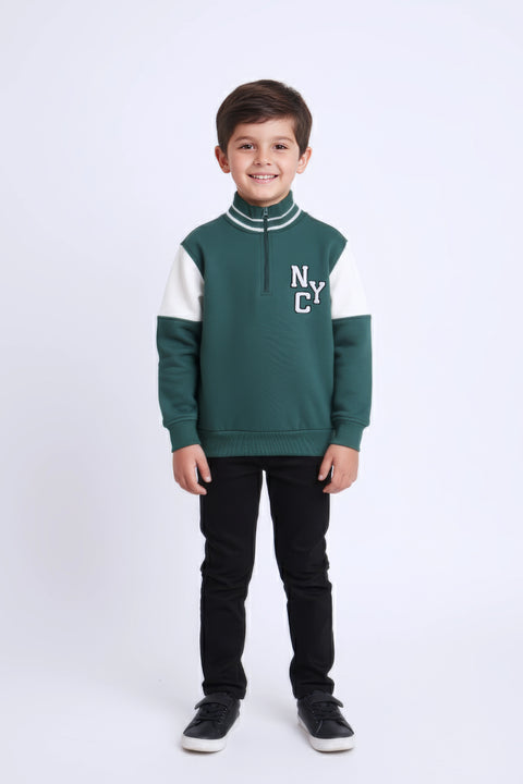 Boys Branded Graphic Zipper - Green