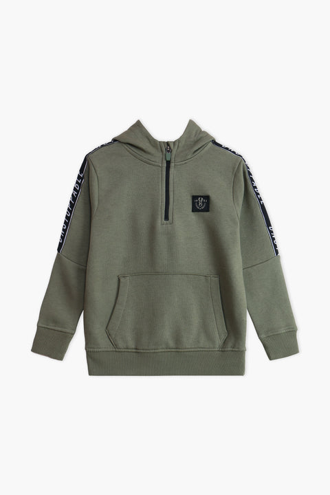 Boys Branded Pullover Hoodie - Olive