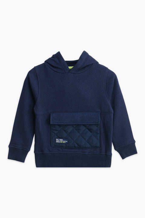 Boys Branded Pullover Hoodie - Navy