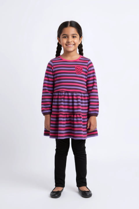 Girl Branded Graphic Frock - Multi