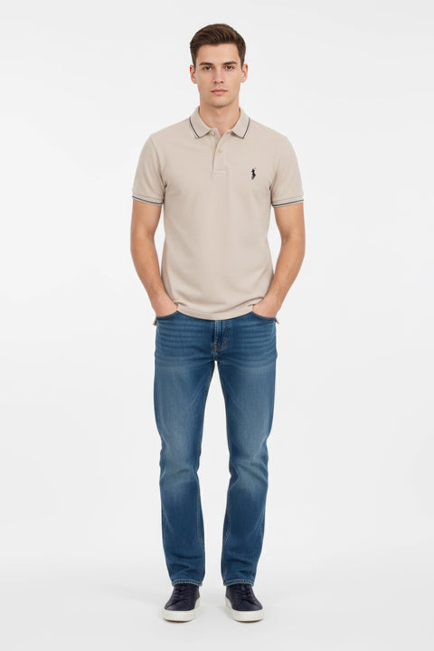 Men Pique Polo - L/Fawn