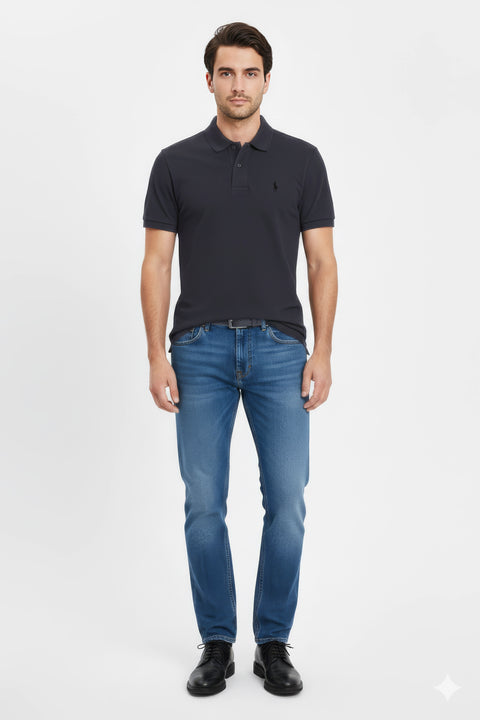 Men Pique Polo - D/Grey